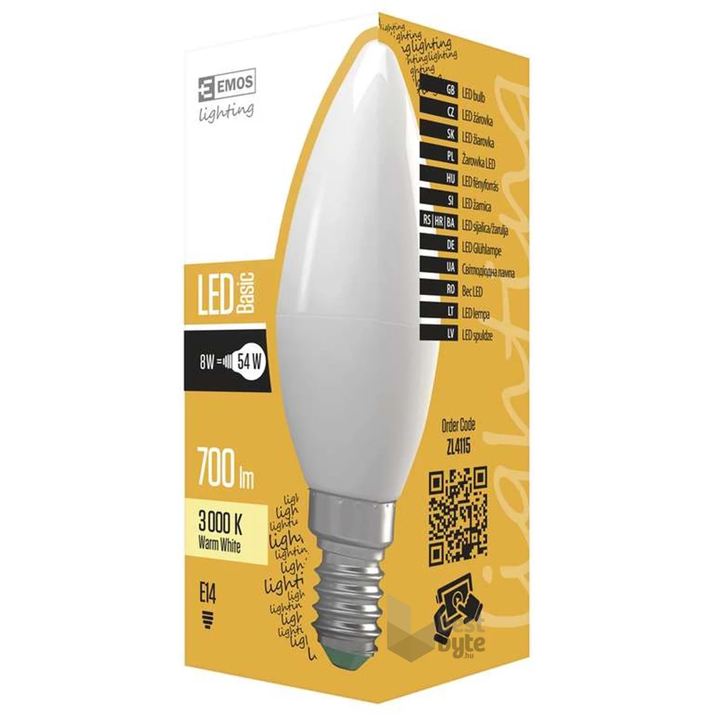 Emos ZL4115 BASIC 8W E14 700 lumen meleg fehér LED gyertya izzó
