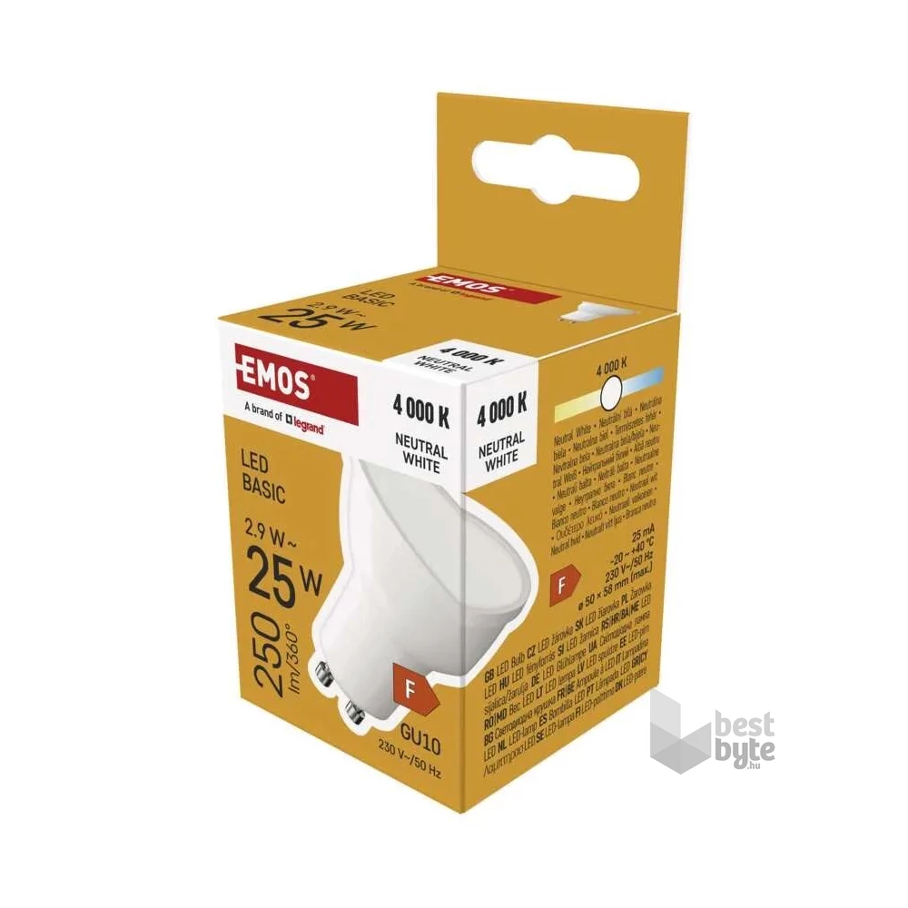 Emos ZL8F03 GU10/2,9 W (25 W)/250 lm/természetes fehér LED izzó