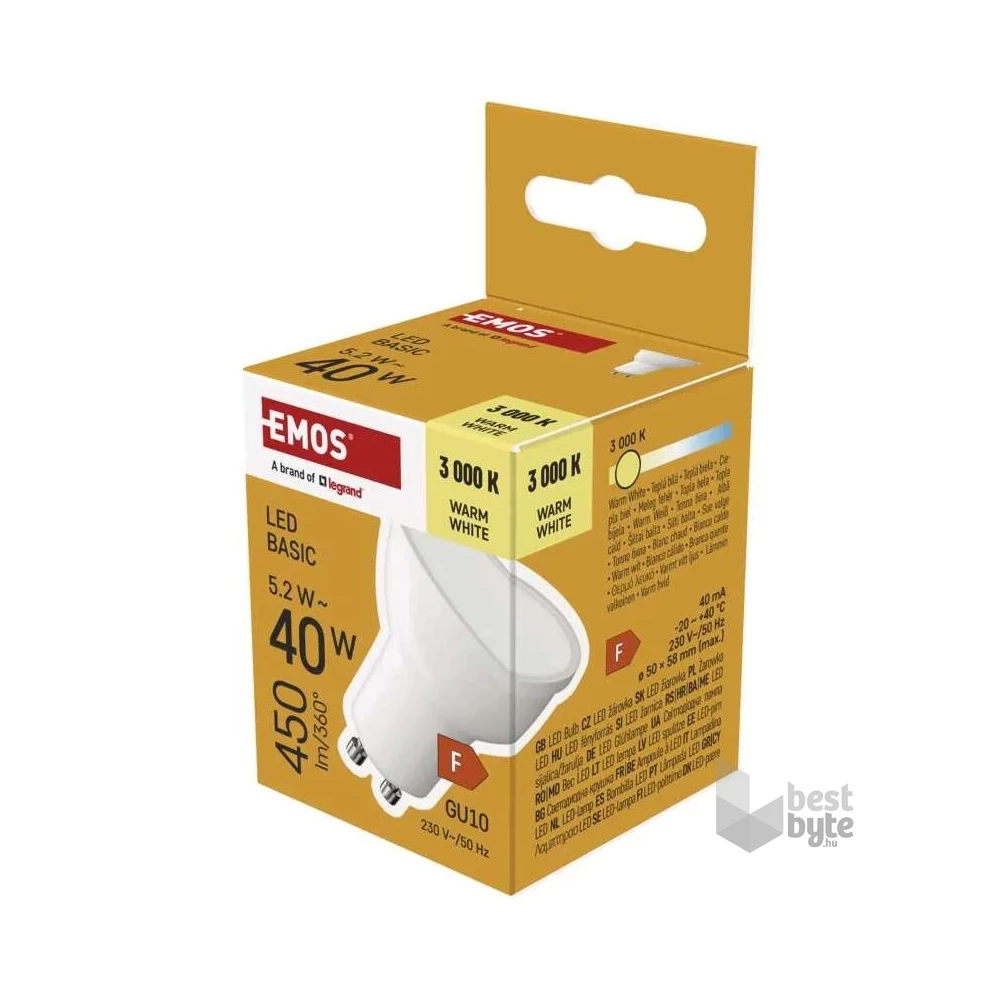Emos ZL8F22 GU10/5,2 W (40 W)/450 lm/meleg fehér LED izzó