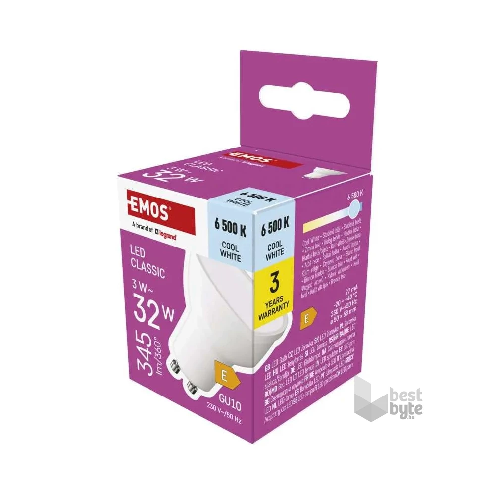 Emos ZQ8E14 MR16 fehér/ GU10/3 W (32 W)/345 lm/hideg fehér classic LED izzó