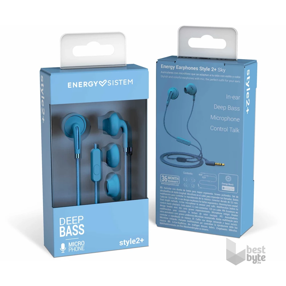 Energy Sistem EN 447169 Earphones Style 2+ Sky mikrofonos kék fülhallgató