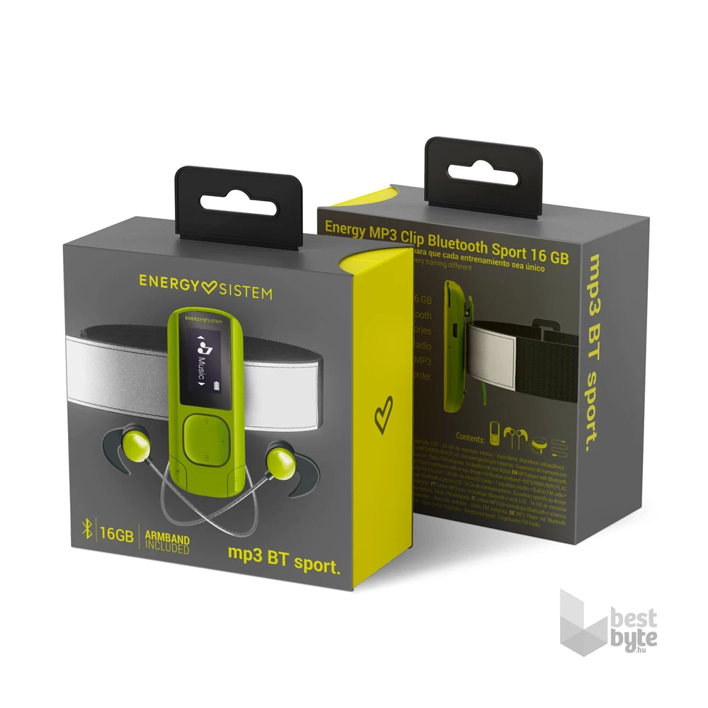 Energy Sistem EN 447244 Clip Sport Bluetooth-os 16GB zöld MP3 lejátszó