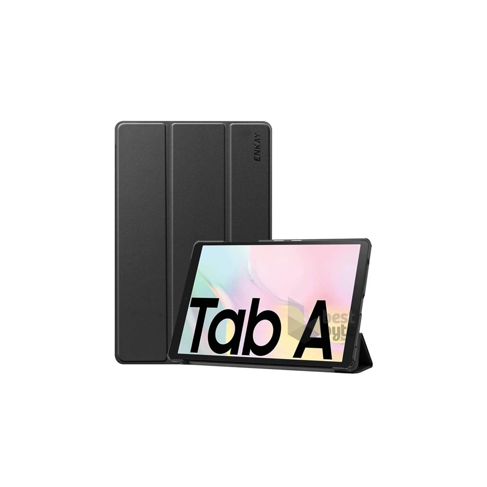 Enkay GP-100742 Galaxy Tab A7 10.4 (2022) SM-T503 / A7 10.4 (2020) SM-T505 fekete bőr hatású oldalra nyíló tok