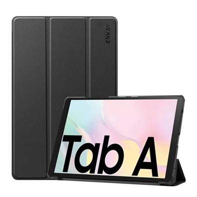 Enkay GP-100742 Galaxy Tab A7 10.4 (2022) SM-T503 / A7 10.4 (2020) SM-T505 fekete bőr hatású oldalra nyíló tok