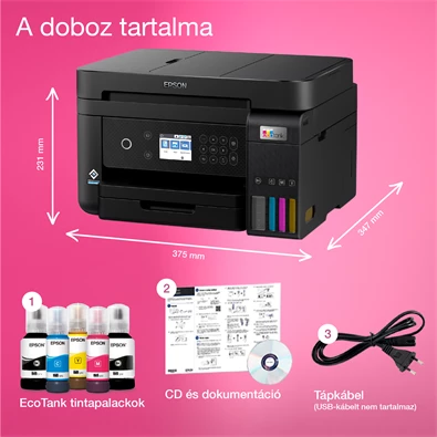 Epson EcoTank L6270 színes nyomtató MFP, Duplex, WiFi/USB/LAN, 14 000/5200 oldal tinta a dobozban