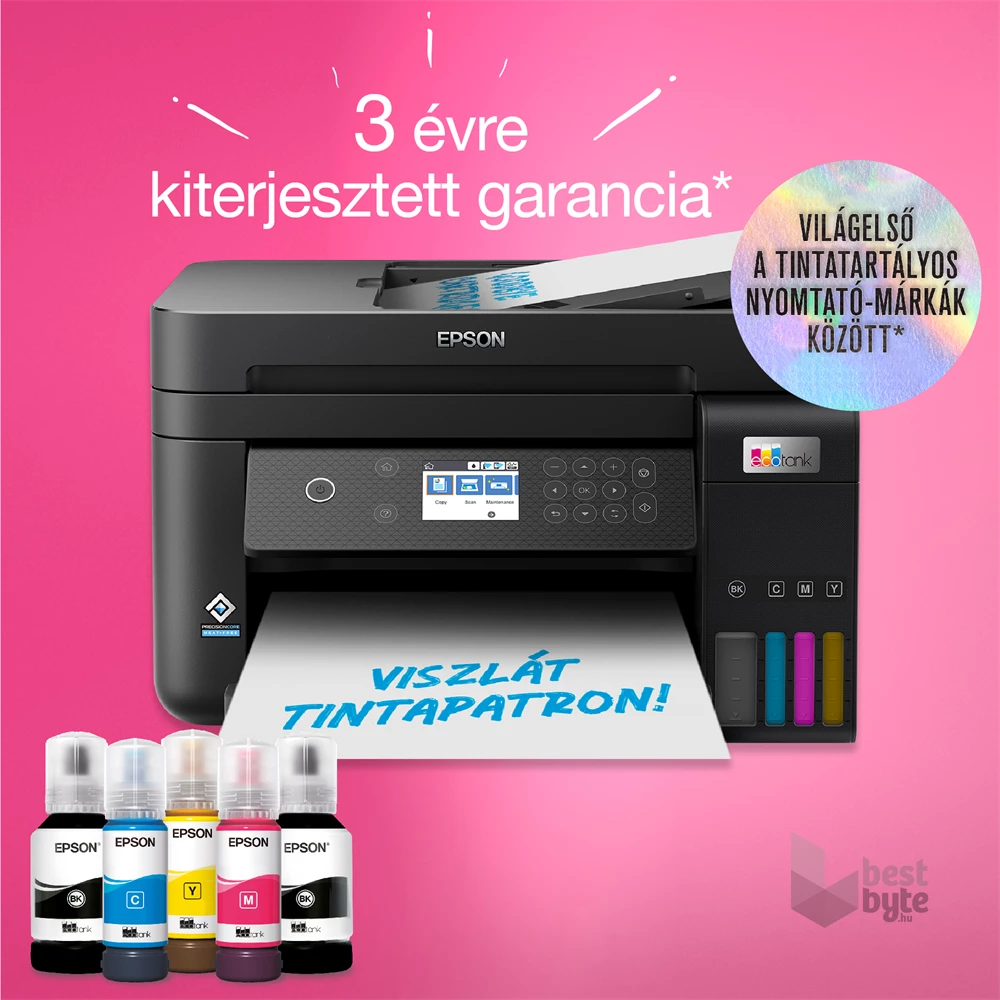 Epson EcoTank L6270 színes nyomtató MFP, Duplex, WiFi/USB/LAN, 14 000/5200 oldal tinta a dobozban