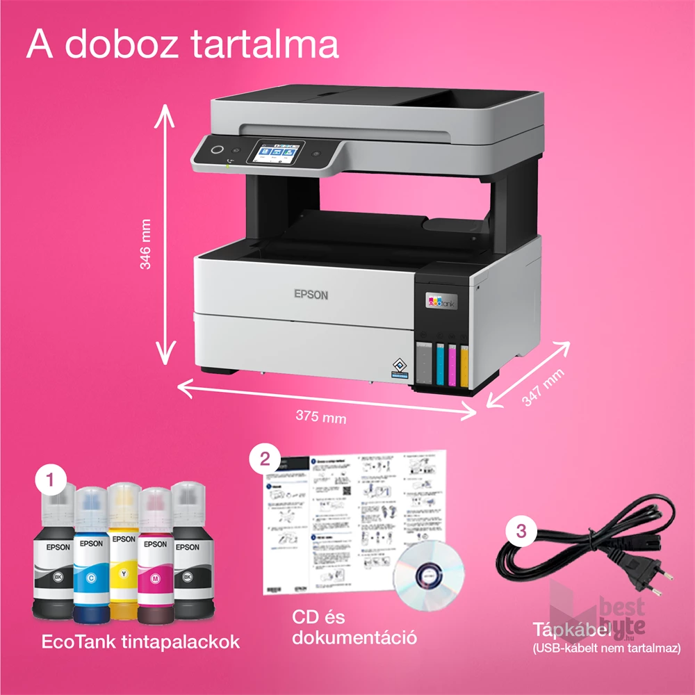 Epson EcoTank L6490 színes nyomtató MFP, Duplex, WiFi/USB/LAN, 13 000/5200 oldal tinta a dobozban