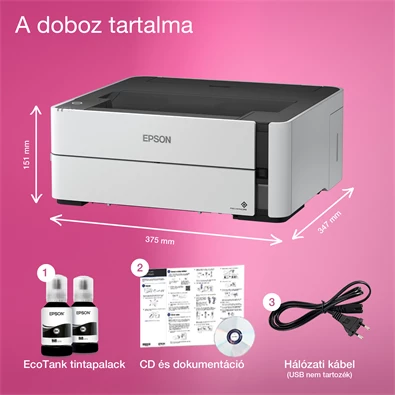 Epson EcoTank M1170 A4 duplex LAN/WIFI mono tintasugaras nyomtató