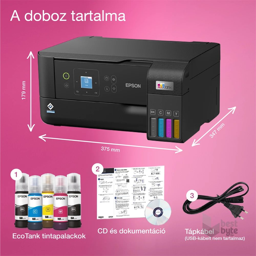 Epson EcoTank L3560 színes nyomtató MFP, WiFi/USB, 6600/5900 oldal tinta a dobozban
