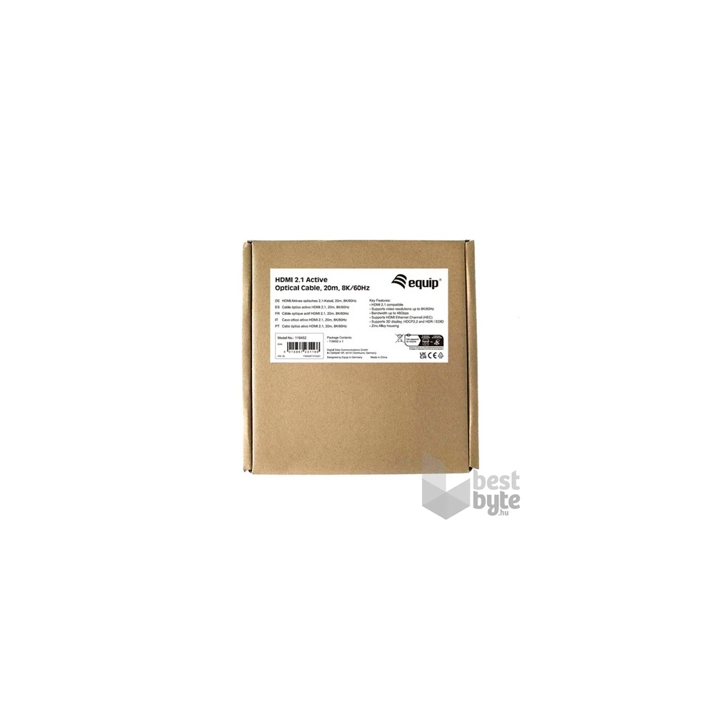 Equip 119452 (Aktív HDMI2.1 kábel, apa/apa, 8K/60Hz, 20m) kábel