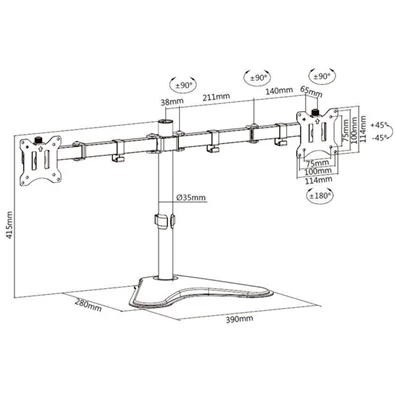 Equip 650123 17"-32" forgatható, dönthető fekete asztali monitor konzol