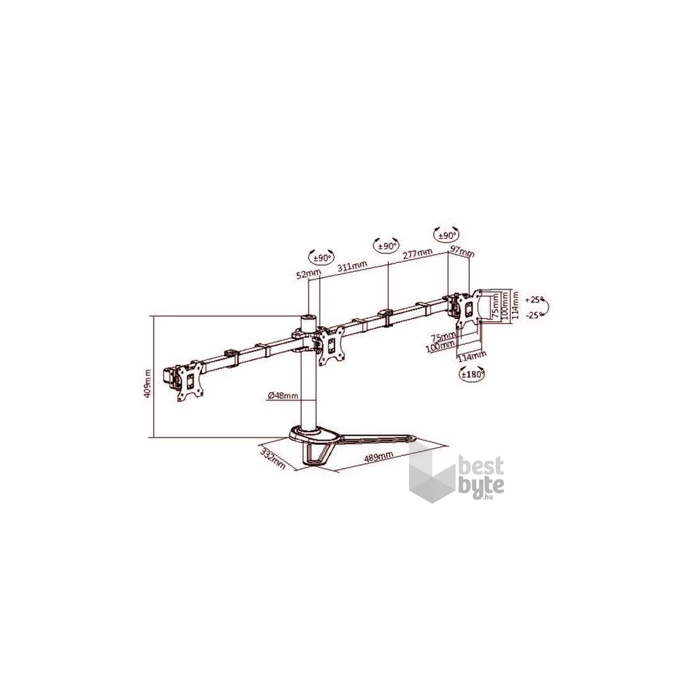 Equip 650125 17"-27"  forgatható, dönthető fekete asztali monitor konzol