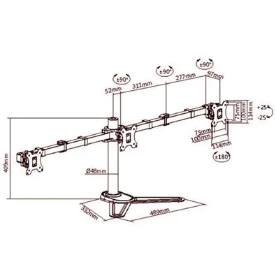 Equip 650125 17"-27"  forgatható, dönthető fekete asztali monitor konzol