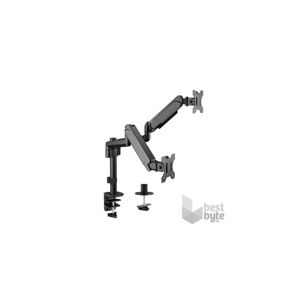 Equip 650133 17"-32" forgatható, dönthető fekete dual asztali monitor konzol