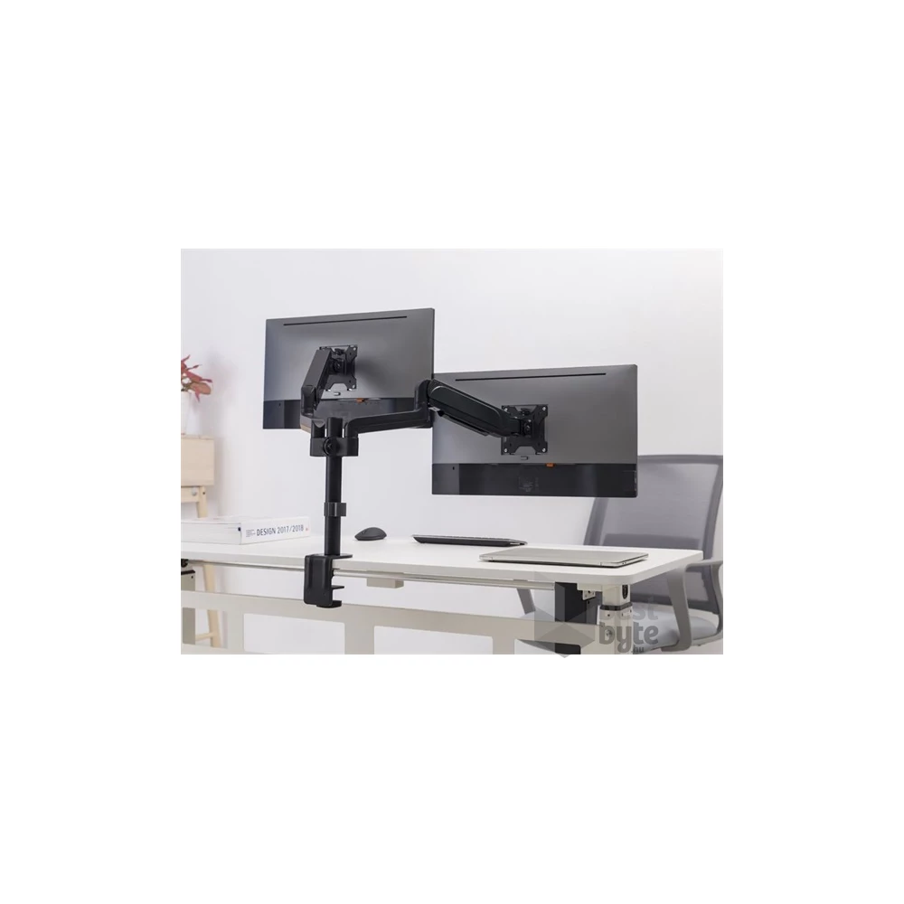 Equip 650133 17"-32" forgatható, dönthető fekete dual asztali monitor konzol