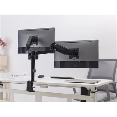 Equip 650133 17"-32" forgatható, dönthető fekete dual asztali monitor konzol