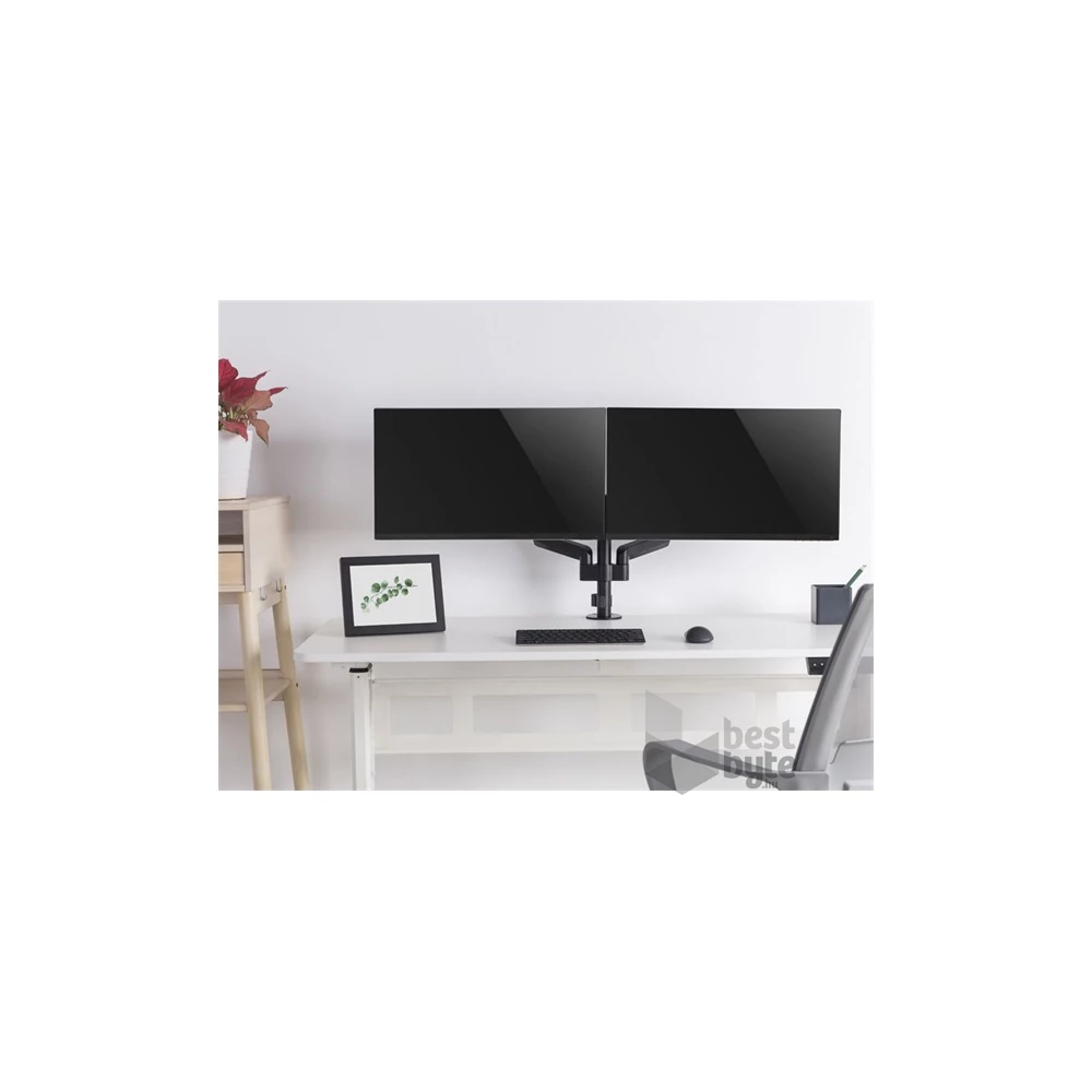 Equip 650133 17"-32" forgatható, dönthető fekete dual asztali monitor konzol