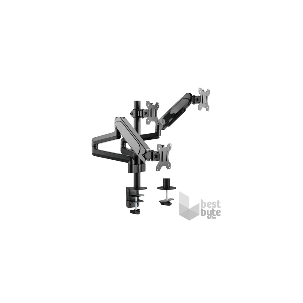 Equip 650134 17"-27"  forgatható, dönthető fekete triple asztali monitor konzol