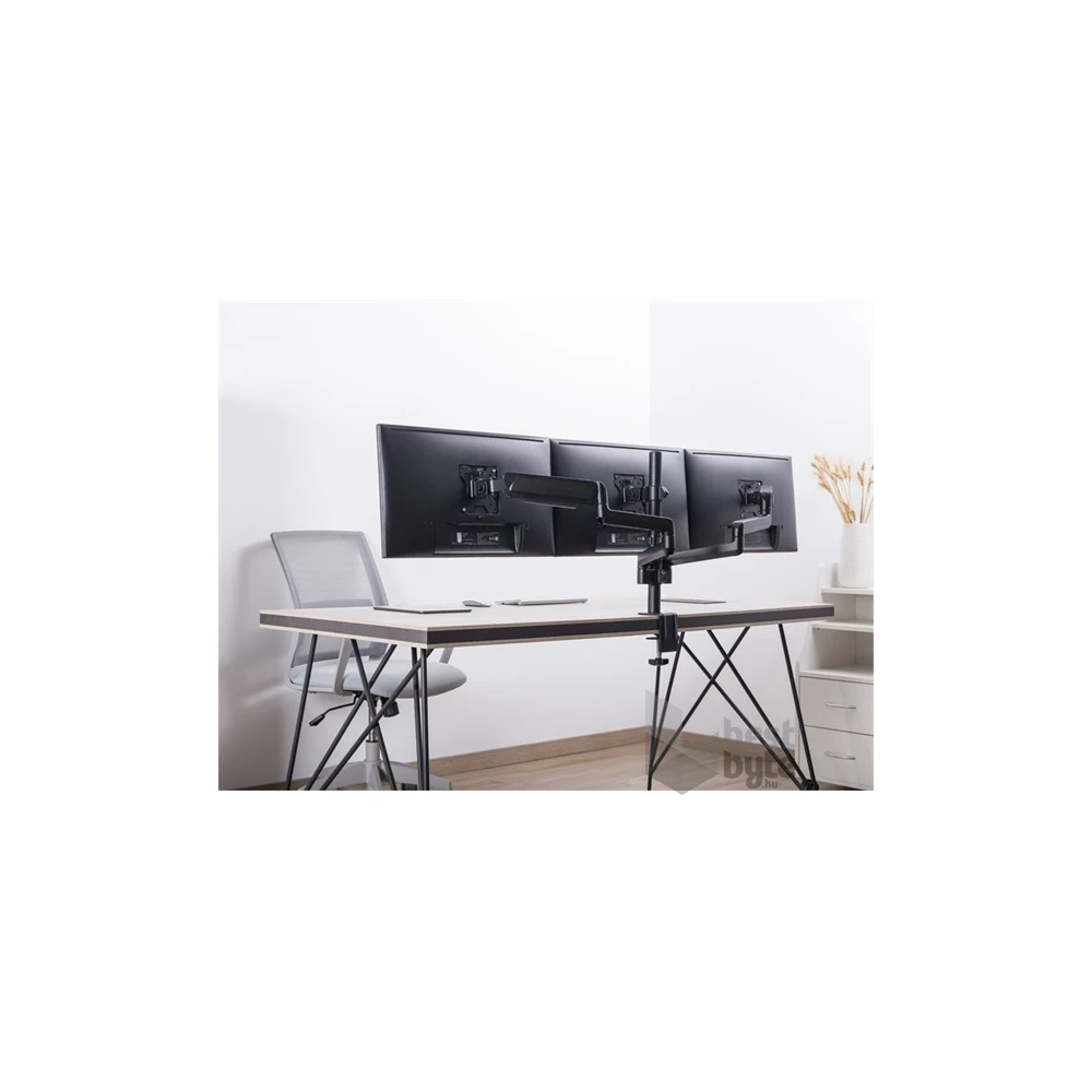 Equip 650134 17"-27"  forgatható, dönthető fekete triple asztali monitor konzol