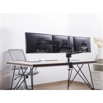 Equip 650134 17"-27"  forgatható, dönthető fekete triple asztali monitor konzol