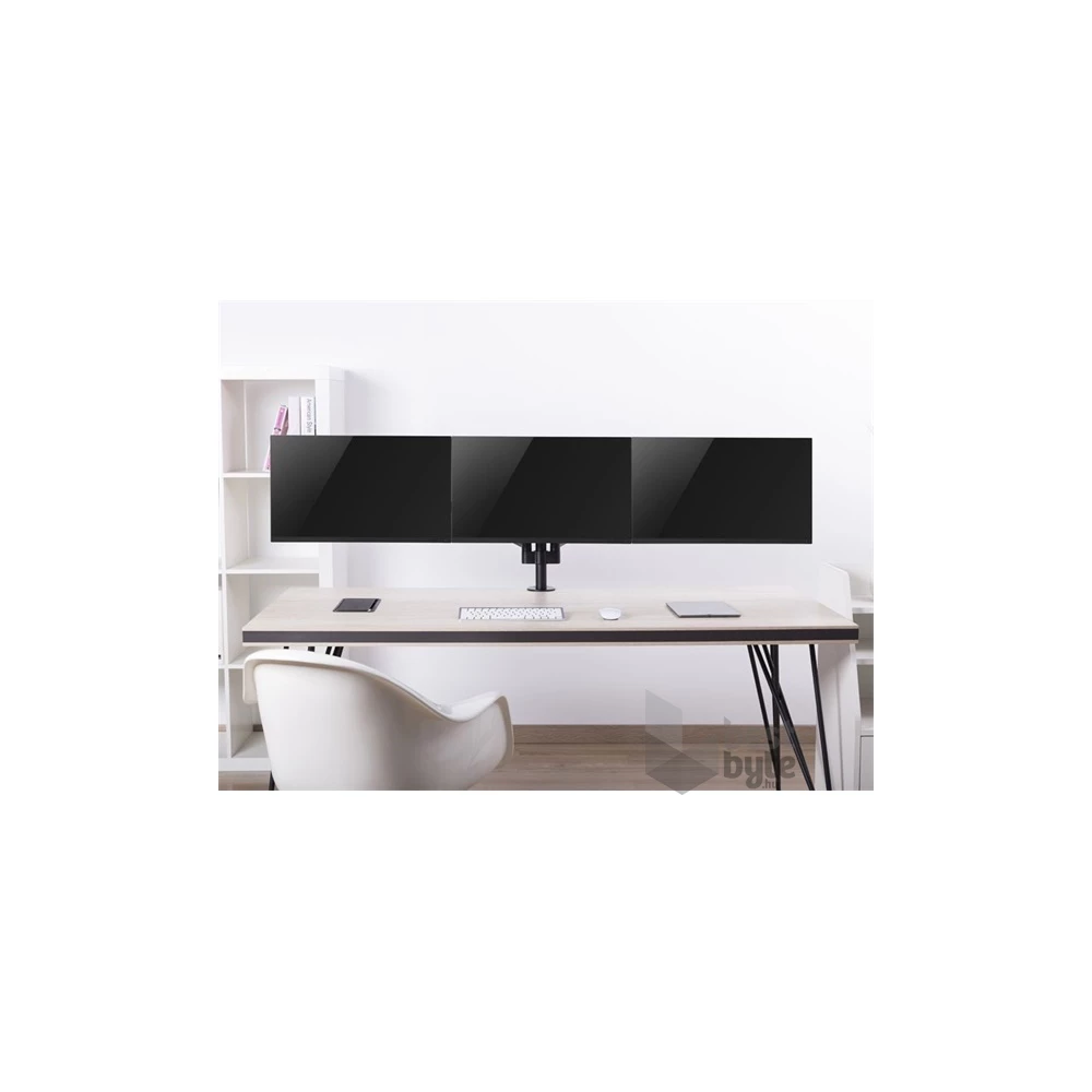 Equip 650134 17"-27"  forgatható, dönthető fekete triple asztali monitor konzol