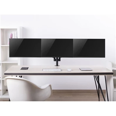 Equip 650134 17"-27"  forgatható, dönthető fekete triple asztali monitor konzol