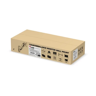 Equip 650136 17"-32",1 monitor, dönthető, forgatható, állítható magasság, Max.: 9kg, fekete fali monitor tartó konzol
