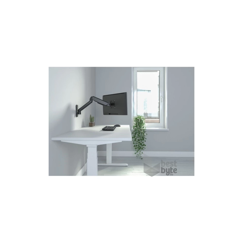 Equip 650137 17"-32",1 monitor, dönthető, forgatható, állítható magasság, Max.: 9kg, fekete fali monitor tartó konzol