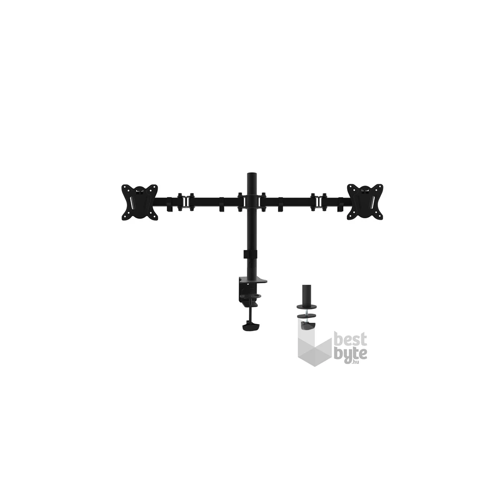 Equip 650152 13"-27" forgatható, dönthető fekete dual asztali monitor konzol