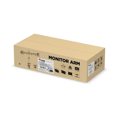 Equip 650157 13"-27", 2 monitor, dönthető, forgatható, állítható magasság, Max.:2x9kg, fekete asztali monitor tartó
