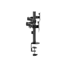 Equip 650157 13"-27", 2 monitor, dönthető, forgatható, állítható magasság, Max.:2x9kg, fekete asztali monitor tartó