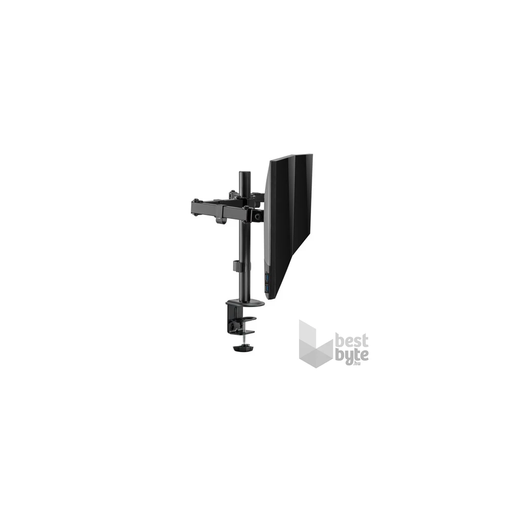 Equip 650157 13"-27", 2 monitor, dönthető, forgatható, állítható magasság, Max.:2x9kg, fekete asztali monitor tartó
