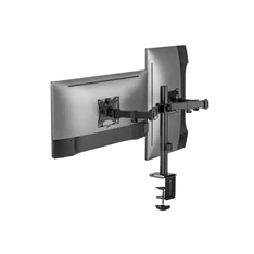 Equip 650157 13"-27", 2 monitor, dönthető, forgatható, állítható magasság, Max.:2x9kg, fekete asztali monitor tartó