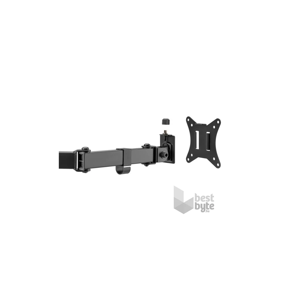 Equip 650157 13"-27", 2 monitor, dönthető, forgatható, állítható magasság, Max.:2x9kg, fekete asztali monitor tartó