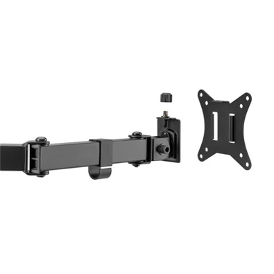 Equip 650157 13"-27", 2 monitor, dönthető, forgatható, állítható magasság, Max.:2x9kg, fekete asztali monitor tartó