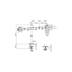 Equip 650157 13"-27", 2 monitor, dönthető, forgatható, állítható magasság, Max.:2x9kg, fekete asztali monitor tartó
