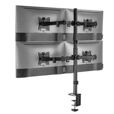 Equip 650159 13"-27", 4 monitor, dönthető, forgatható, állítható magasság, Max.:4x9kg, fekete asztali monitor tartó