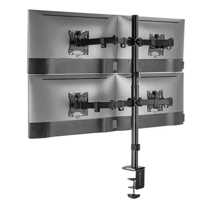 Equip 650159 13"-27", 4 monitor, dönthető, forgatható, állítható magasság, Max.:4x9kg, fekete asztali monitor tartó