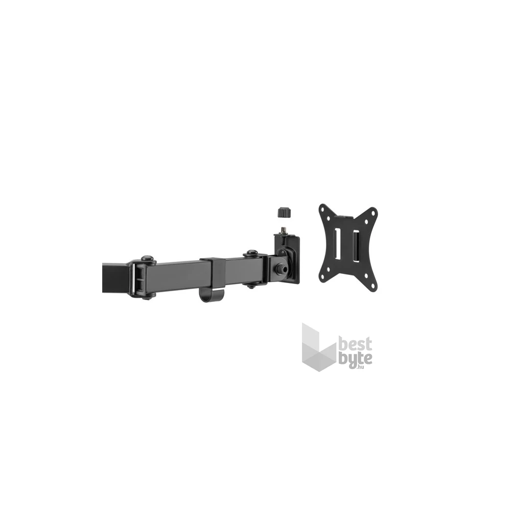 Equip 650159 13"-27", 4 monitor, dönthető, forgatható, állítható magasság, Max.:4x9kg, fekete asztali monitor tartó