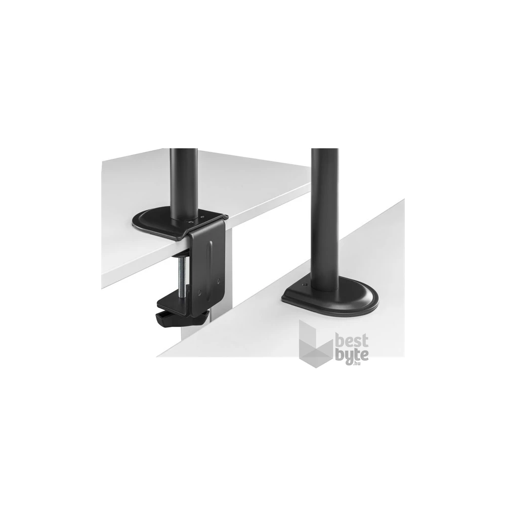 Equip 650159 13"-27", 4 monitor, dönthető, forgatható, állítható magasság, Max.:4x9kg, fekete asztali monitor tartó