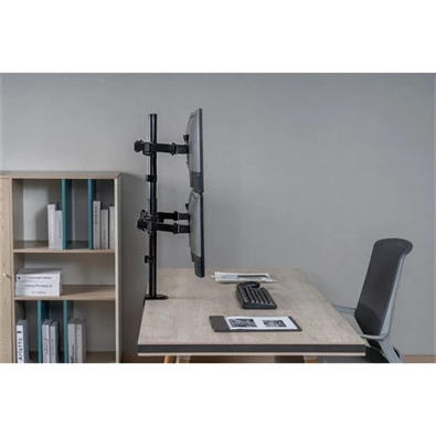 Equip 650159 13"-27", 4 monitor, dönthető, forgatható, állítható magasság, Max.:4x9kg, fekete asztali monitor tartó