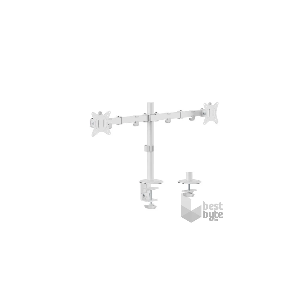 Equip 650167 13"-27" Dual dönthető, forgatható fehér asztali monitor tartó konzol