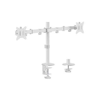 Equip 650167 13"-27" Dual dönthető, forgatható fehér asztali monitor tartó konzol