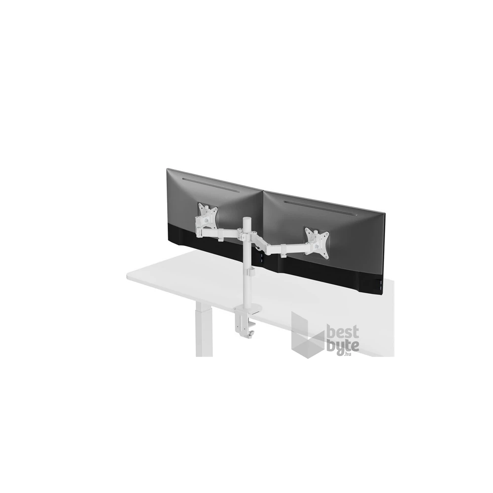 Equip 650167 13"-27" Dual dönthető, forgatható fehér asztali monitor tartó konzol