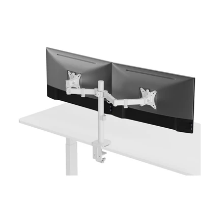 Equip 650167 13"-27" Dual dönthető, forgatható fehér asztali monitor tartó konzol