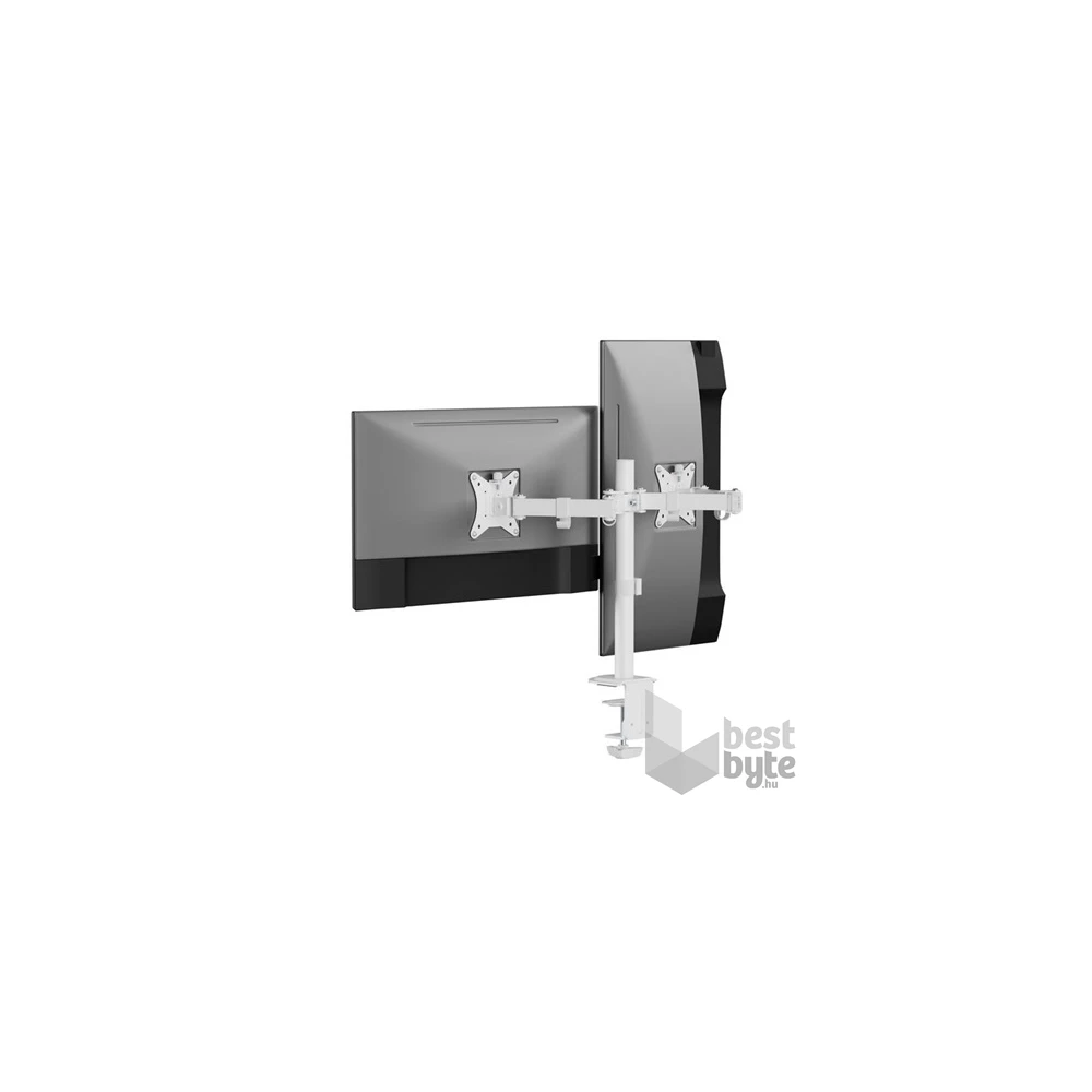 Equip 650167 13"-27" Dual dönthető, forgatható fehér asztali monitor tartó konzol