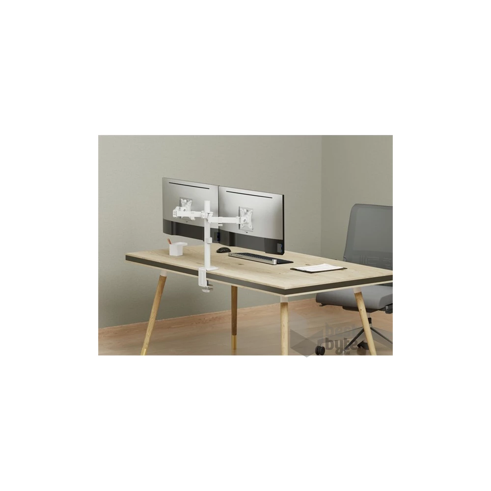 Equip 650167 13"-27" Dual dönthető, forgatható fehér asztali monitor tartó konzol