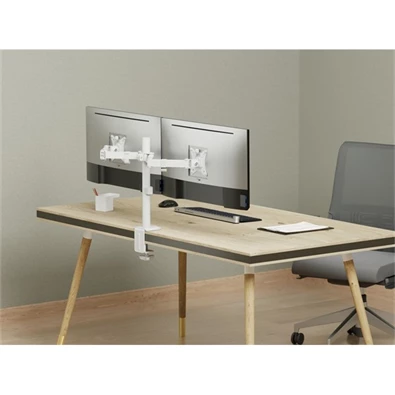 Equip 650167 13"-27" Dual dönthető, forgatható fehér asztali monitor tartó konzol
