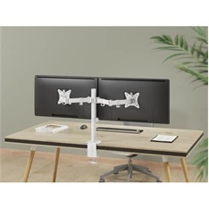 Equip 650167 13"-27" Dual dönthető, forgatható fehér asztali monitor tartó konzol