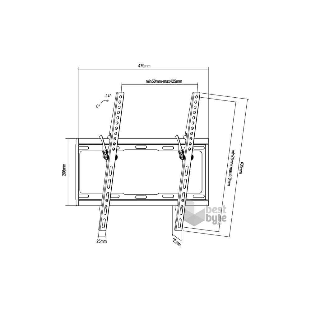 Equip 650311 32"-55" dönthető fekete fali TV konzol